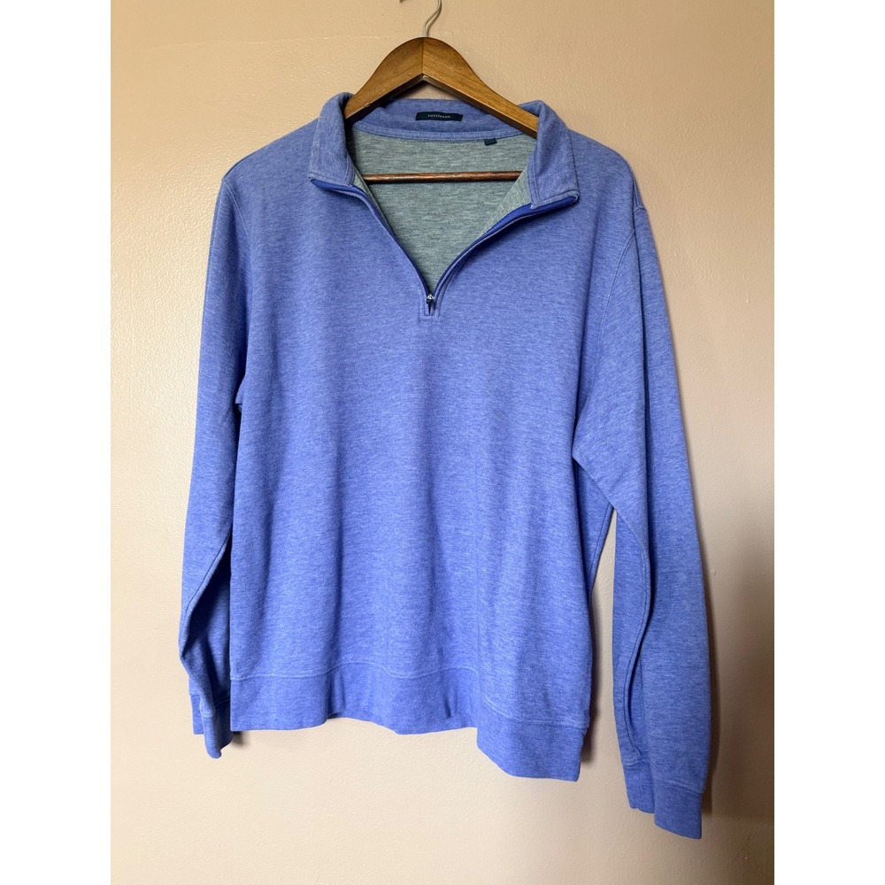 Turtleson Large Blue Quarter Zip Pullover Sweatshirt‎ Heathered Cotton Rayon Top